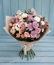 Букет цветов из:  Хризантемы, Розы и Альстромерии в Кабардинской